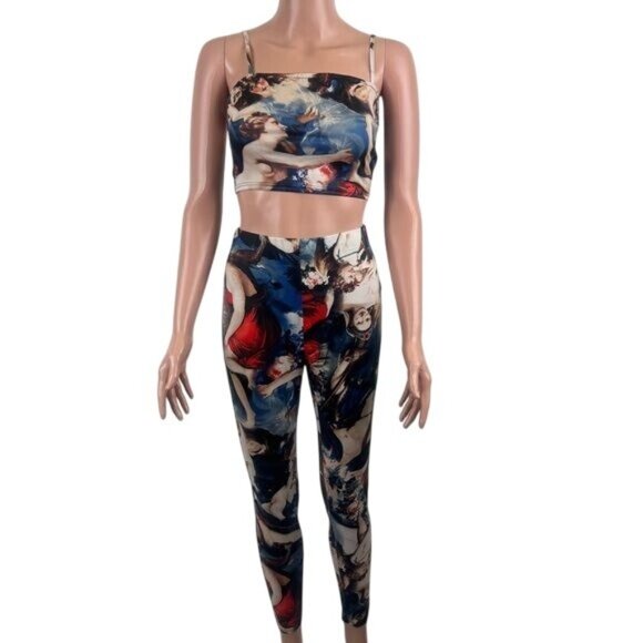 Fashion Nova Long Ago Artistic Print Biblical Masterpiece Legging Set  Sz Small - Picture 3 of 11